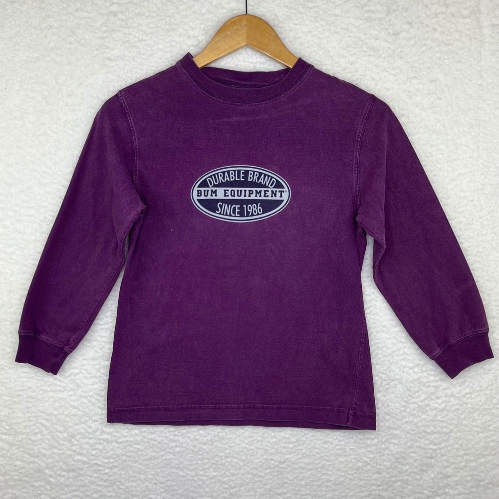 Bum Equipment Kids Purple Long Sleeve Graphic Tee T Shirt Size 8 Vintage y2K